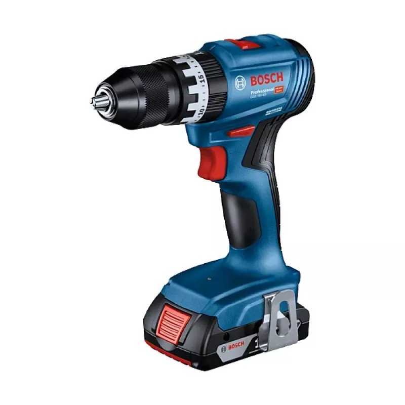 Bosch GSB 18V-45 Professional - Wiertarko-wkrętarka udarowa - Akumulatorowa - 2 prędkości - Klucz uchwytowy 13 mm - 45 N·m - 2 akumulatory - 18 V (06019K3303)
