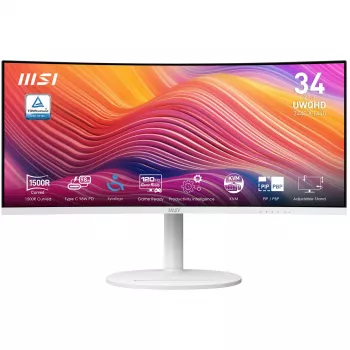 MSI Modern MD342CQPWDE, 34 inch, UltraWide Quad HD, VA, 3440 x 1440, 21:9, 4 ms, 120 Hz, 300 cd/m², 3500:1, USB-C, HDMI, DisplayPort, czarny
