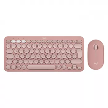 Logitech Pebble 2 Combo Klawiatura Mysz w zestawie Uniwersalna RF Wireless + Bluetooth QWERTZ Niemiecki Różowy (920-012205)