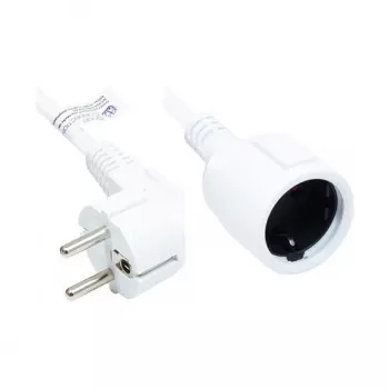 Przedłużacz z uziemieniem, wtyczka typu E+F (CEE 7/7, kątowa) i gniazdo typu F (CEE 7/3, proste), biały, 1,50 mm², 2 m, Good Connections® (P0102-W020)