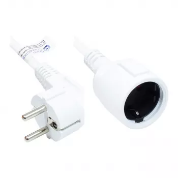 Przedłużacz z wtyczką z uziemieniem Typ E+F (CEE 7/7, kątowa) i gniazdem Typ F (CEE 7/3, proste), Biały, 1,50 mm², 3 m, Good Connections® (P0102-W030)