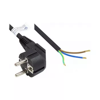 Netzkabel Schutzkontakt-Stecker Typ E+F (CEE 7/7, gewinkelt) an abisolierte Enden, schwarz, 1,00 mm², 5 m, Good Connections® (P0185-S050)