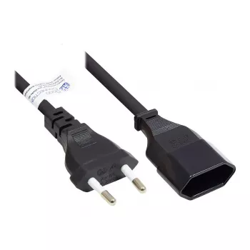 Euro-przedłużacz Euro-wtyczka typu C (prosta) na Euro-gniazdo (proste), czarny, 0,75 mm², 0,2 m, Good Connections® (P0300-S002)