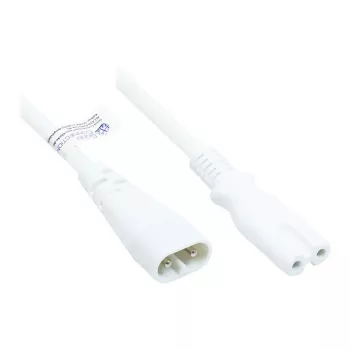 Przedłużacz euro z wtykiem C8 (prosty) do gniazda C7/Euro 8 (prosty), biały, 0,75 mm², 2 m, Good Connections® (P0870-W020)