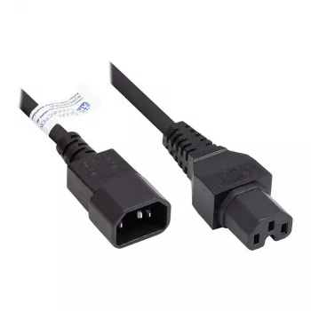 Kabel połączeniowy IEC do urządzeń w gorących warunkach C14 (prosty) do C15 (prosty), czarny, 0,75 mm², 1 m, Good Connections® (P1450-S010)