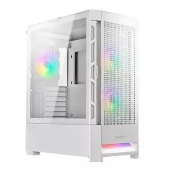 Obudowa PC Cougar COUGAR Airface RGB Midi Tower biała — 230×386×491 mm, obsługa 3×120/140 mm przód, 1×120 mm tył, dyski 2.5/3.5 cala