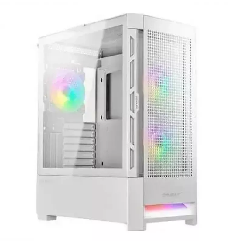 Obudowa PC Cougar COUGAR Airface RGB Midi Tower biała — 230×386×491 mm, obsługa 3×120/140 mm przód, 1×120 mm tył, dyski 2.5/3.5 cala