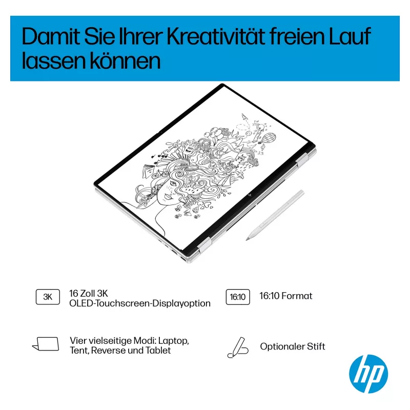 HP OmniBook BZ8E5EA 16 Notebook - Core Ultra 7 4,8 GHz 40,6 cm - 1 TB SSD - 32 GB RAM - ekran dotykowy - Windows 11 Home (BZ8E5EA#ABD)