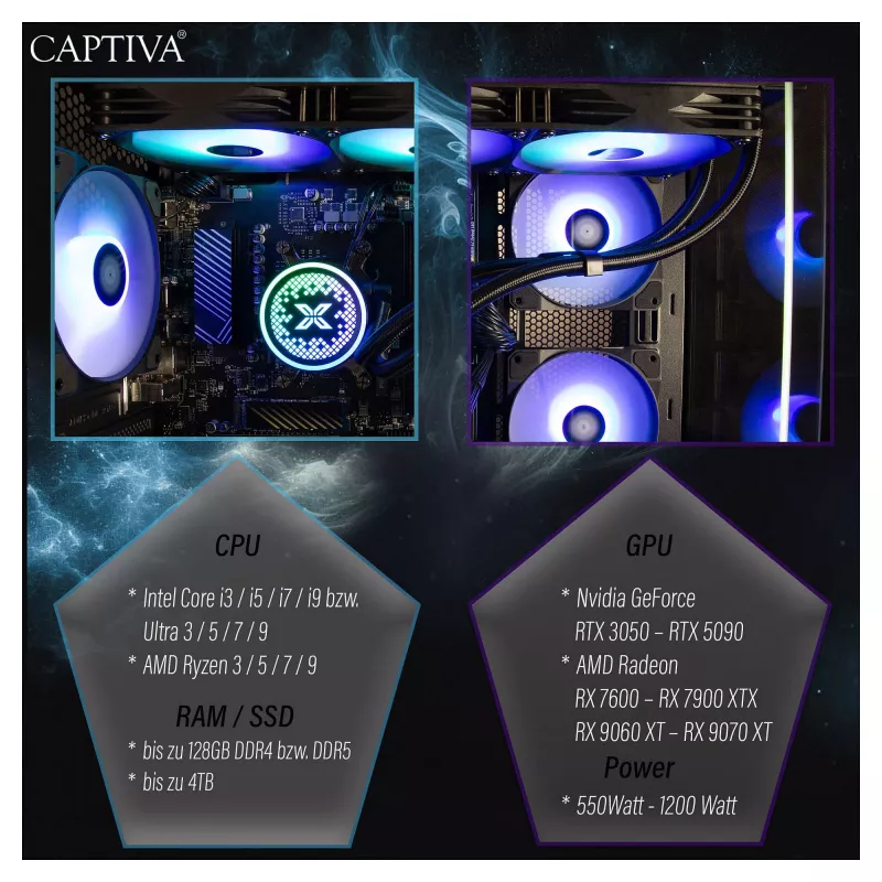 PC CAPTIVA R90-031 Ryzen 7 5700X 32GB 1TB SSD RTX5070 Windows 11