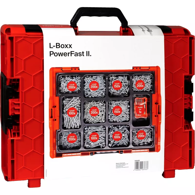Fischer PowerFast II L-BOXX zestaw wkrętów z łbem stożkowym (568480)