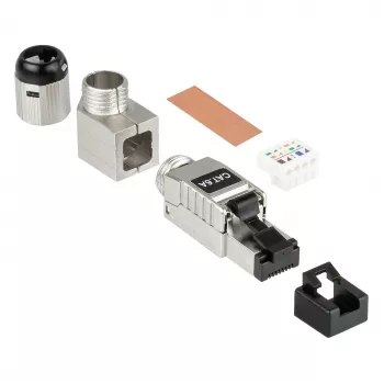 Wtyczka RJ45 kat. 6A, beznarzędziowa / do montażu w terenie, STP ekranowana, metalowa, 5 kierunków, Good (GC-N0165)