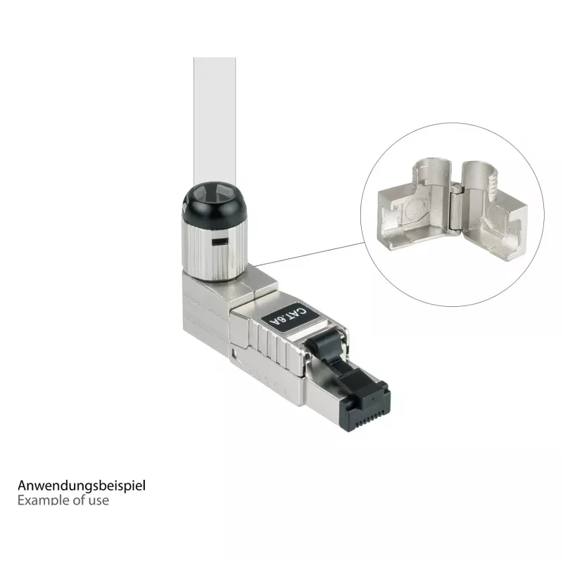 Wtyczka RJ45 kat. 6A, beznarzędziowa / do montażu w terenie, STP ekranowana, metalowa, 5 kierunków, Good (GC-N0165)