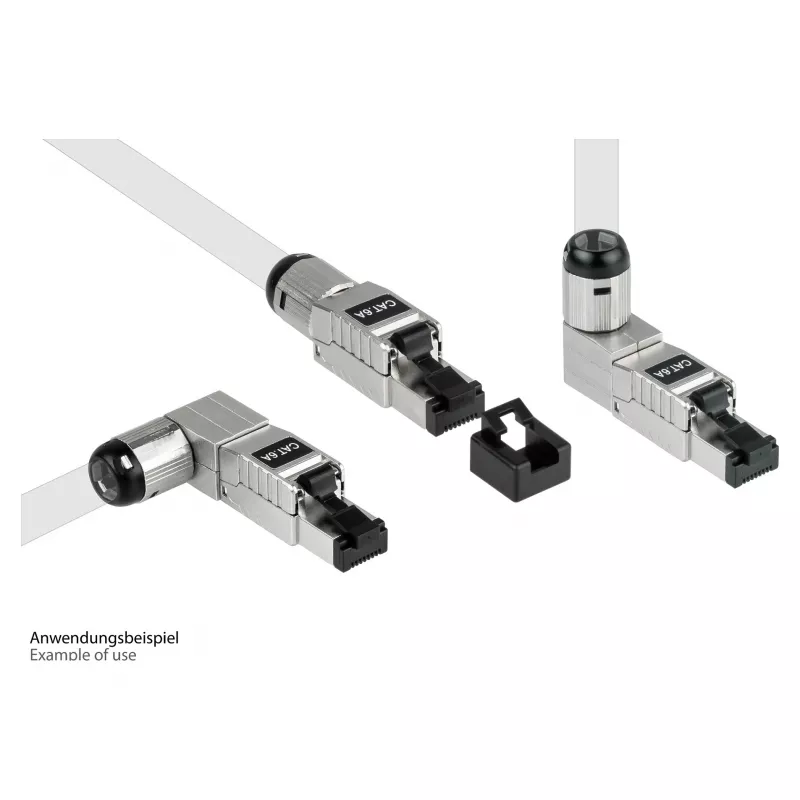 Wtyczka RJ45 kat. 6A, beznarzędziowa / do montażu w terenie, STP ekranowana, metalowa, 5 kierunków, Good (GC-N0165)