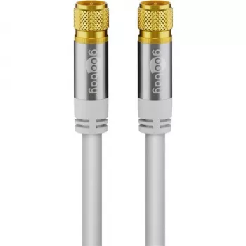 Kabel antenowy SAT Goobay (typ 135 dB), 4x ekranowany, 2 m, biały - pozłacane końcówki, wtyk F > wtyk F (70600)