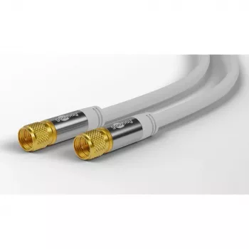 Kabel antenowy SAT Goobay (typ 135 dB), 4x ekranowany, 2 m, biały - pozłacane końcówki, wtyk F > wtyk F (70600)
