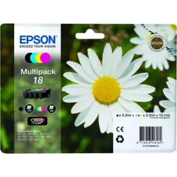 Wielopak tuszy Epson Daisy Multipack 4-kolory 18 Claria Home Ink — Standardowa wydajność, 4 kolory