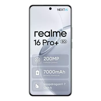 Smartfon REALME realme 16 Pro+ — 6,8 cala (17,3 cm) 1280×2800, Snapdragon 7 Gen 4, 12 GB RAM, 512 GB, potrójny aparat 200 MP, 7000 mAh, szary