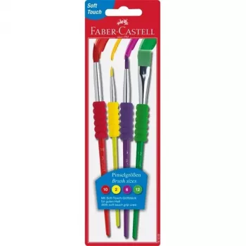 Zestaw pędzli Faber-Castell Pinsel 4-częściowy Soft Grip BK — pędzle artystyczne, 4 sztuki