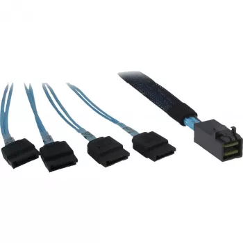 Kabel INTER-TECH SFF-8643 na 4x SATA/SAS 0,7 m 12 Gbit/s niebieski
