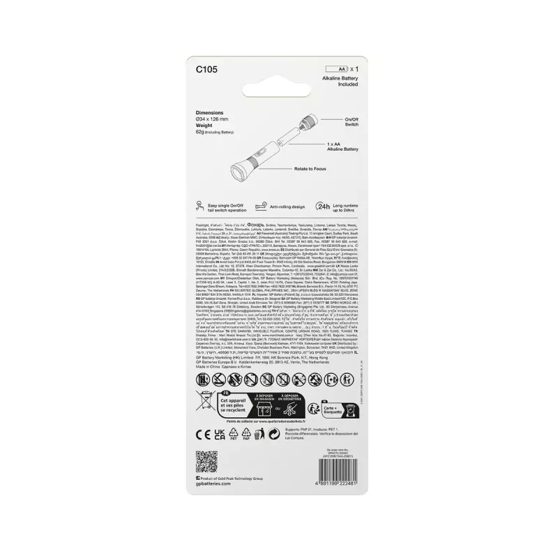 Latarka ręczna GP Lighting 450066 Czarny 50 lm 30 m 24 h