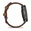 Smartwatch GARMIN Venu 4 45 mm (1.4 cala) AMOLED 454×454 px, Wi‑Fi, GPS, 8 GB, Czarna koperta, Brązowy skórzany pasek