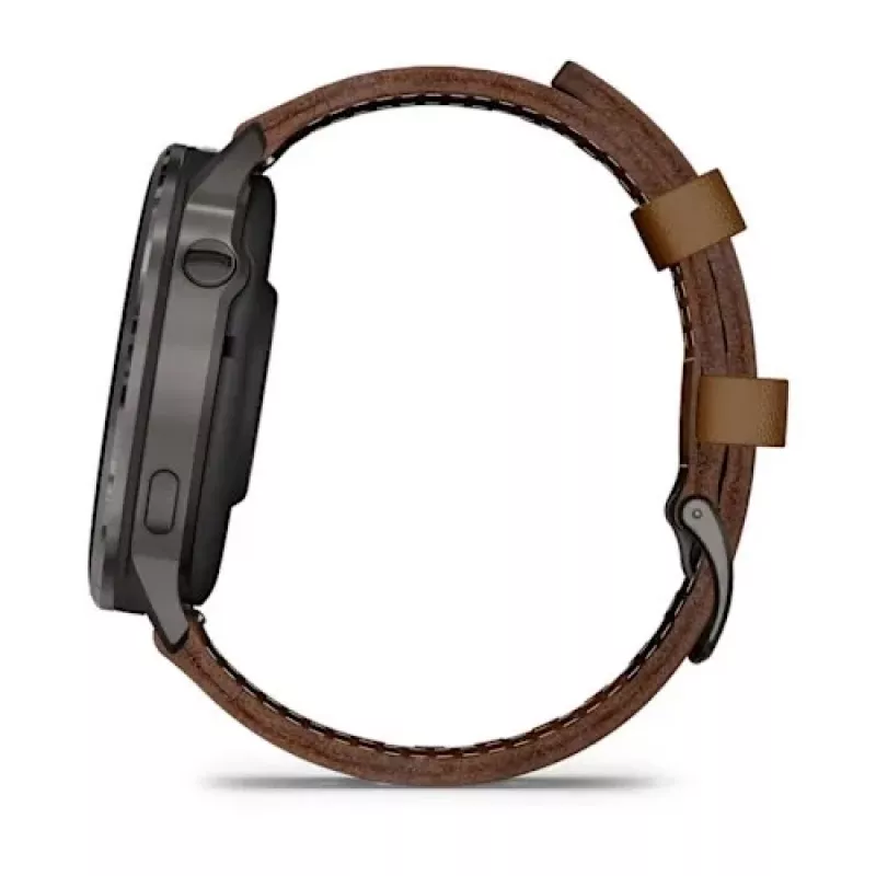 Smartwatch GARMIN Venu 4 45 mm (1.4 cala) AMOLED 454×454 px, Wi‑Fi, GPS, 8 GB, Czarna koperta, Brązowy skórzany pasek