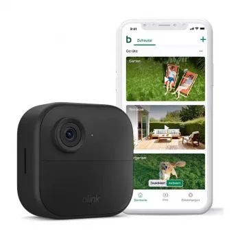 AMAZON (RING) Blink Outdoor 4 - sieciowa kamera monitorująca - do użytku zewnętrznego i wewnętrznego - odporna na warunki atmosferyczne - kolor (dzień/noc) - 1080p - audio - bezprzewodowa - Wi-Fi (B0B1N5RL1Q)