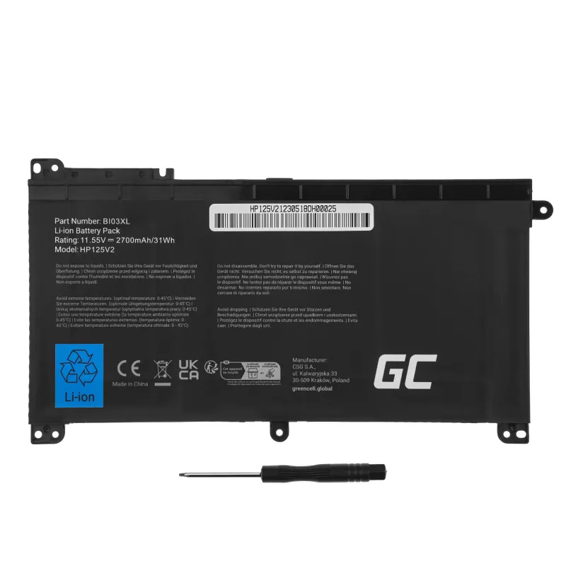 Bateria Green Cell HP125V2 do HP Pavilion x360 Stream 14-AX
