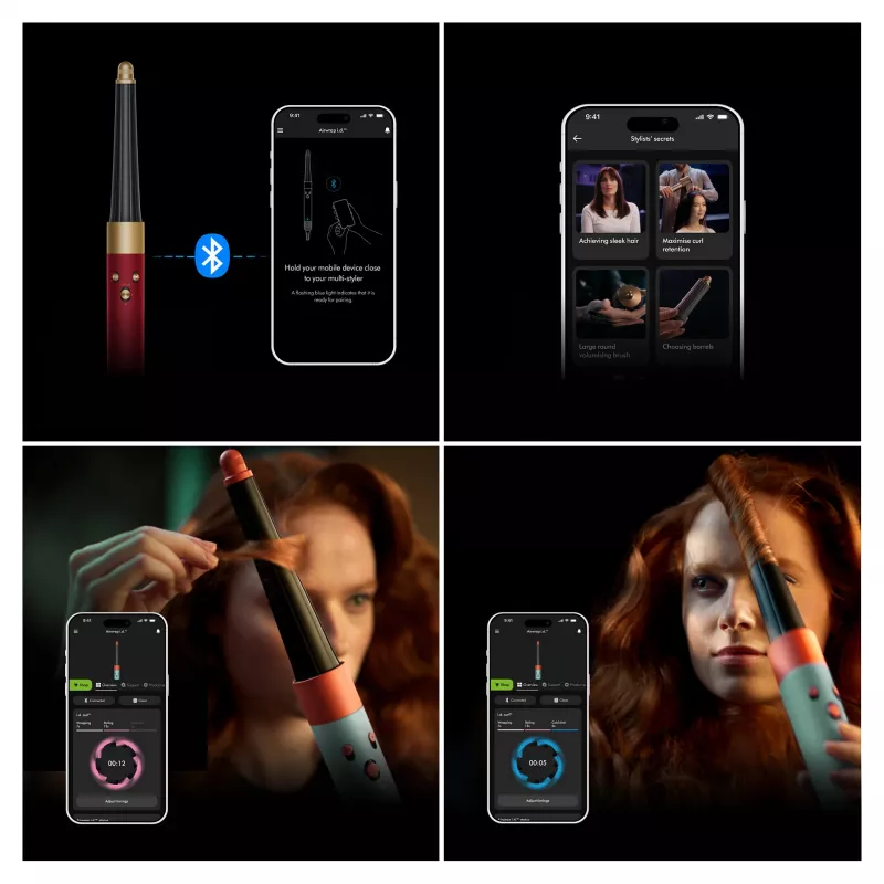 Airwrap i.d. Straight + Wavy Limited Edition, Multistyler czerwony/złoty, Bluetooth
