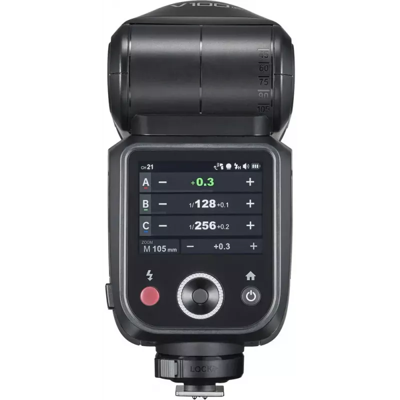 Lampa błyskowa Godox V100‑N do Nikona — przenośna lampa reporterska TTL z akumulatorem litowo-jonowym