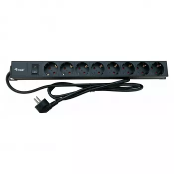Listwa zasilająca EQUIP 19 cali 90° CEE7/7 do 8x gniazd Schuko z przełącznikiem, aluminium