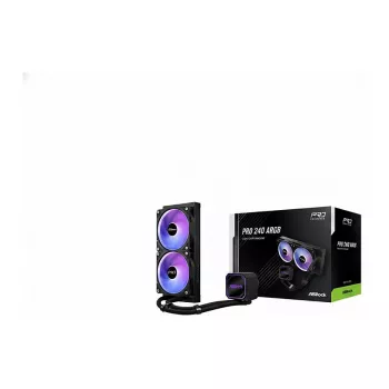 Chłodzenie CPU ASROCK Pro 240 ARGB Czarny — chłodzenie cieczą 240 mm AIO, podświetlenie ARGB, czarne wykończenie
