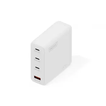 Ładowarka USB GaN DIGITUS 140W — 3× USB‑C, 1× USB‑A, 100–240V, biała