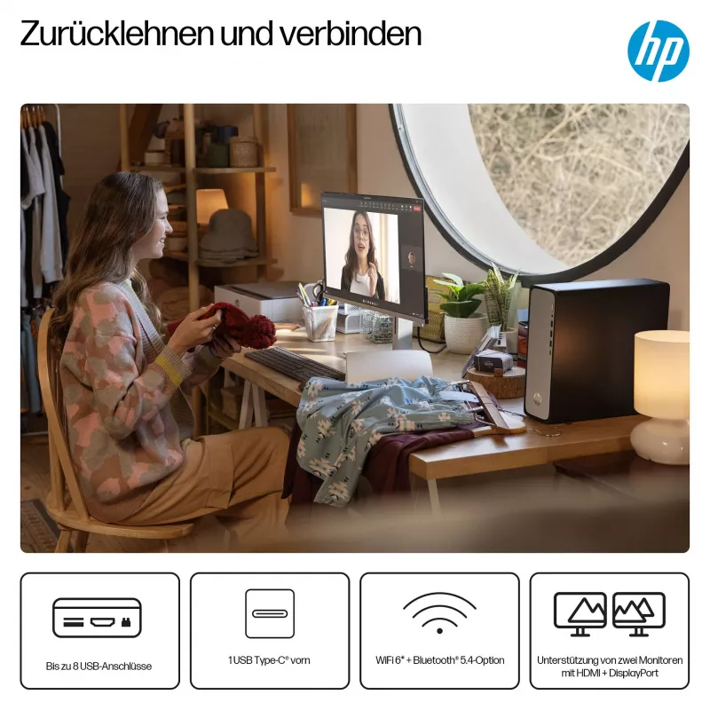 HP OmniDesk S03-0032ng - Komputer stacjonarny Slim - Core i3-14100 - Kompletny system - Core i3