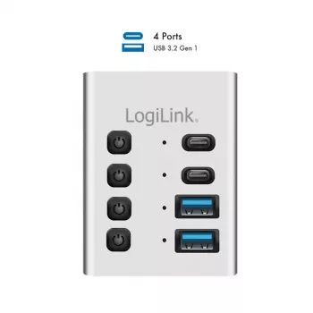 Hub USB 3.2 Gen1, 4 porty, USB-A/C, przełącznik on/off