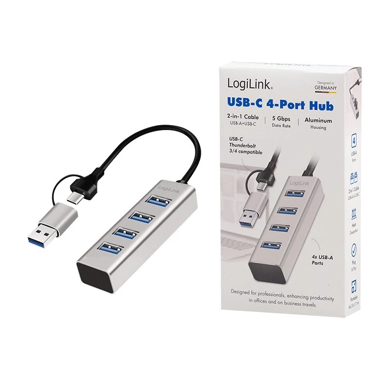 Hub USB3.0 4-porty USB-A 5Gbit/s