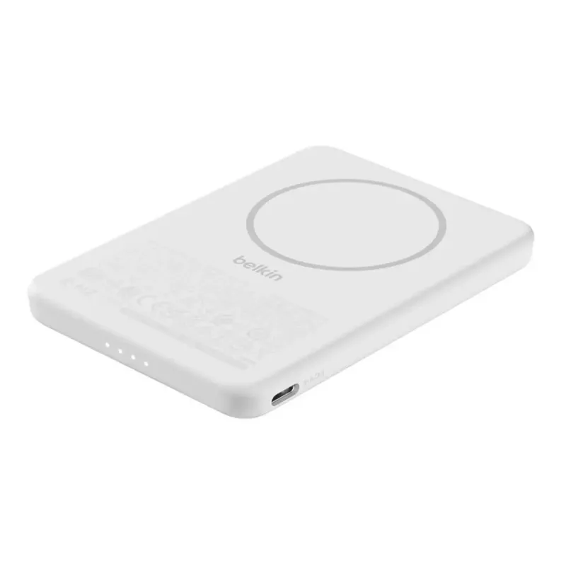 Power bank Belkin BPD010hqWH 5000 mAh, ładowanie bezprzewodowe 7,5 W, USB-C, biały