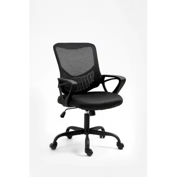 Fotel biurowy ActiveJet YK507 czarny — obrotowy ergonomiczny fotel do pracy, tkanina/PU, regulacja wysokości