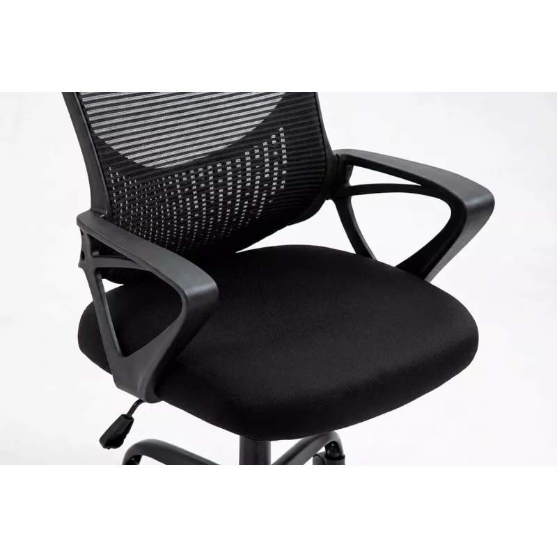 Fotel biurowy ActiveJet YK507 czarny — obrotowy ergonomiczny fotel do pracy, tkanina/PU, regulacja wysokości