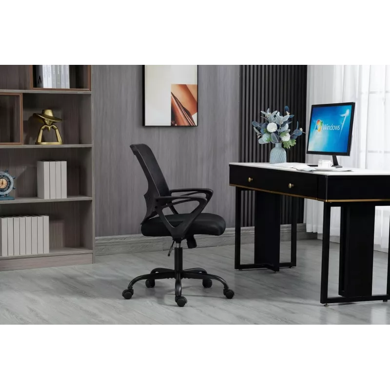 Fotel biurowy ActiveJet YK507 czarny — obrotowy ergonomiczny fotel do pracy, tkanina/PU, regulacja wysokości