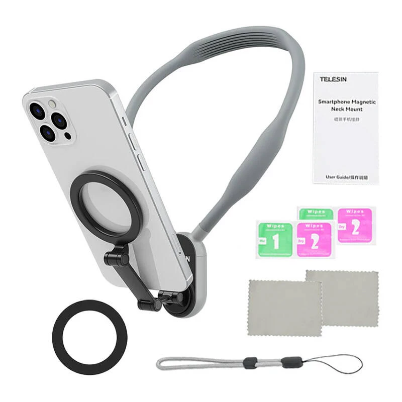 Telesin Magnetyczny uchwyt na szyję MNM-002 do iPhone (12–16) — regulowany kąt, lekki