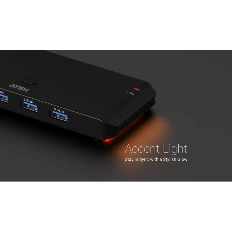 Przełącznik współdzielenia USB 3.2 Gen1 2x4 ATEN US5324 z hostem A + C i 4 portami urządzeń