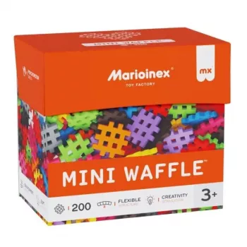 Klocki konstrukcyjne Marioinex Mini Waffle 200 sztuk — zestaw plastikowych elementów łączących