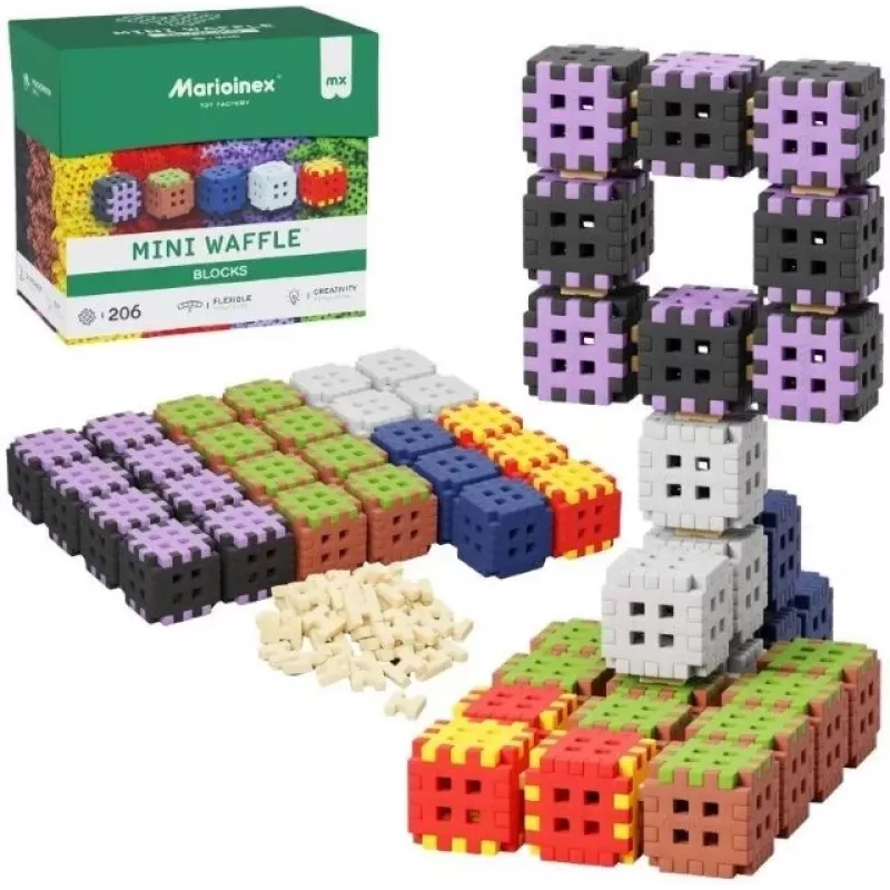 Klocki konstrukcyjne Marioinex Mini Waffle 206 elementów — zestaw konstrukcyjny dla dzieci