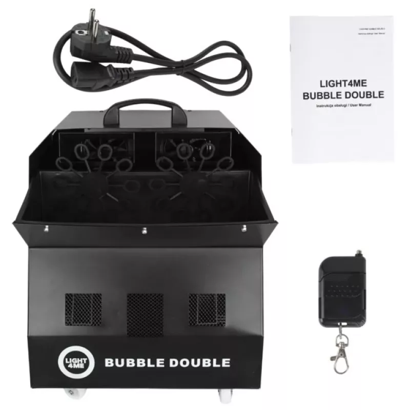 LIGHT4ME BUBBLE DOUBLE - Maszyna do baniek 300W, pilot bezprzewodowy