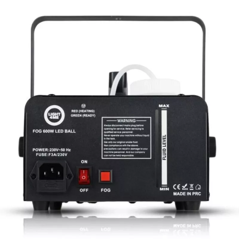 LIGHT4ME FOG 600W LED BALL - Maszyna do dymu/mgły z efektem iluminacji dymnej/kulą dyskotekową, pilot bezprzewodowy