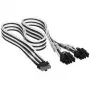 Corsair premium w oplocie 12V-2x6 na 2x 6+2-Pin-kabel PCIe, Universal - czarny/biały