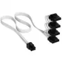 Kabel Corsair, Typ 4, złącza zasilania PATA, 450 mm, 550 mm, 650 mm, 750 mm, indywidualnie oplotowany - biały
