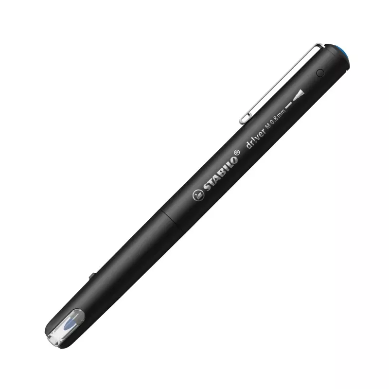 Pisak cienkopis Stabilo dr!ver Medium (0,8 mm) — Niebieski tusz, czarna obudowa