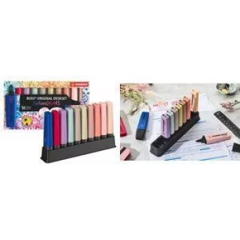 Zakreślacz Stabilo BOSS Oryginalny NatureCOLORS zestaw biurkowy 10 kolorów, czarny plastikowy uchwyt, końcówka ścięta, 1 sztuka (7010-3-5)